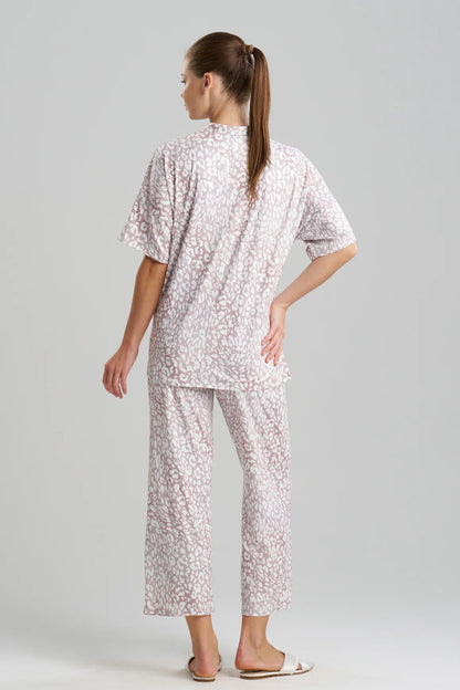 Natori Misty Leopard Cozy Knit PJ - Velvet Mink