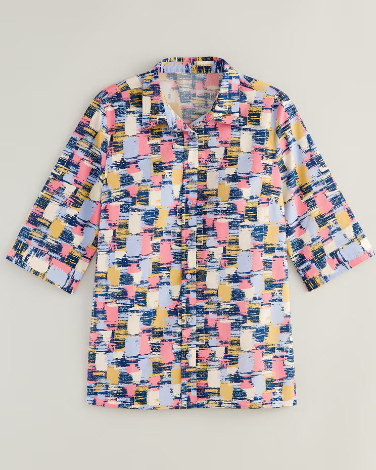 BLAIR Haband Women's Printed 3/4-Sleeve Poplin Wonder Blouse 2 (Misses) - x4