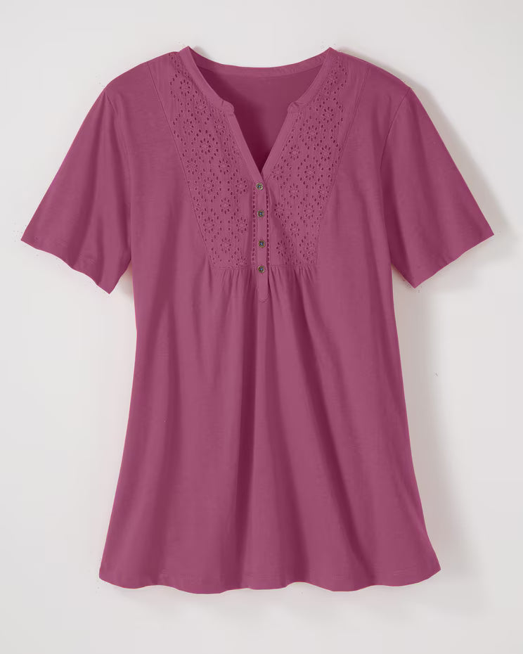 BLAIR Haband Women’s Eyelet Henley Knit Tunic 2 (Petite) - x4