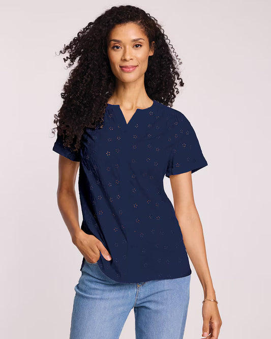 BLAIR Women's Tops Eyelet Camp Shirt (Women Plus) - x3