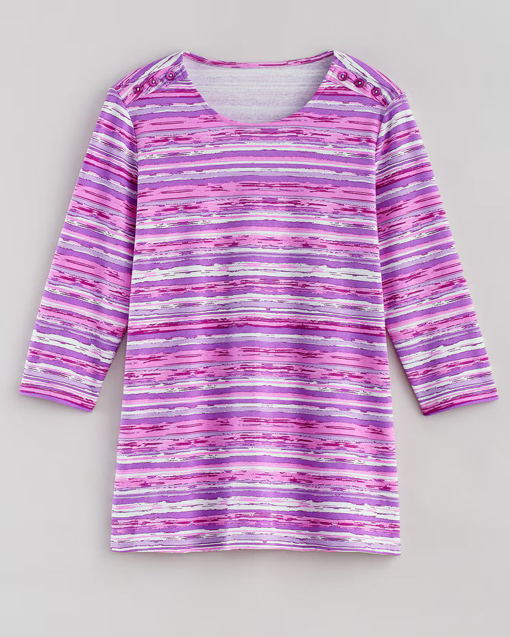 BLAIR Women's Tops Essential Knit Button-Trim Top 2 (Petite) - x3