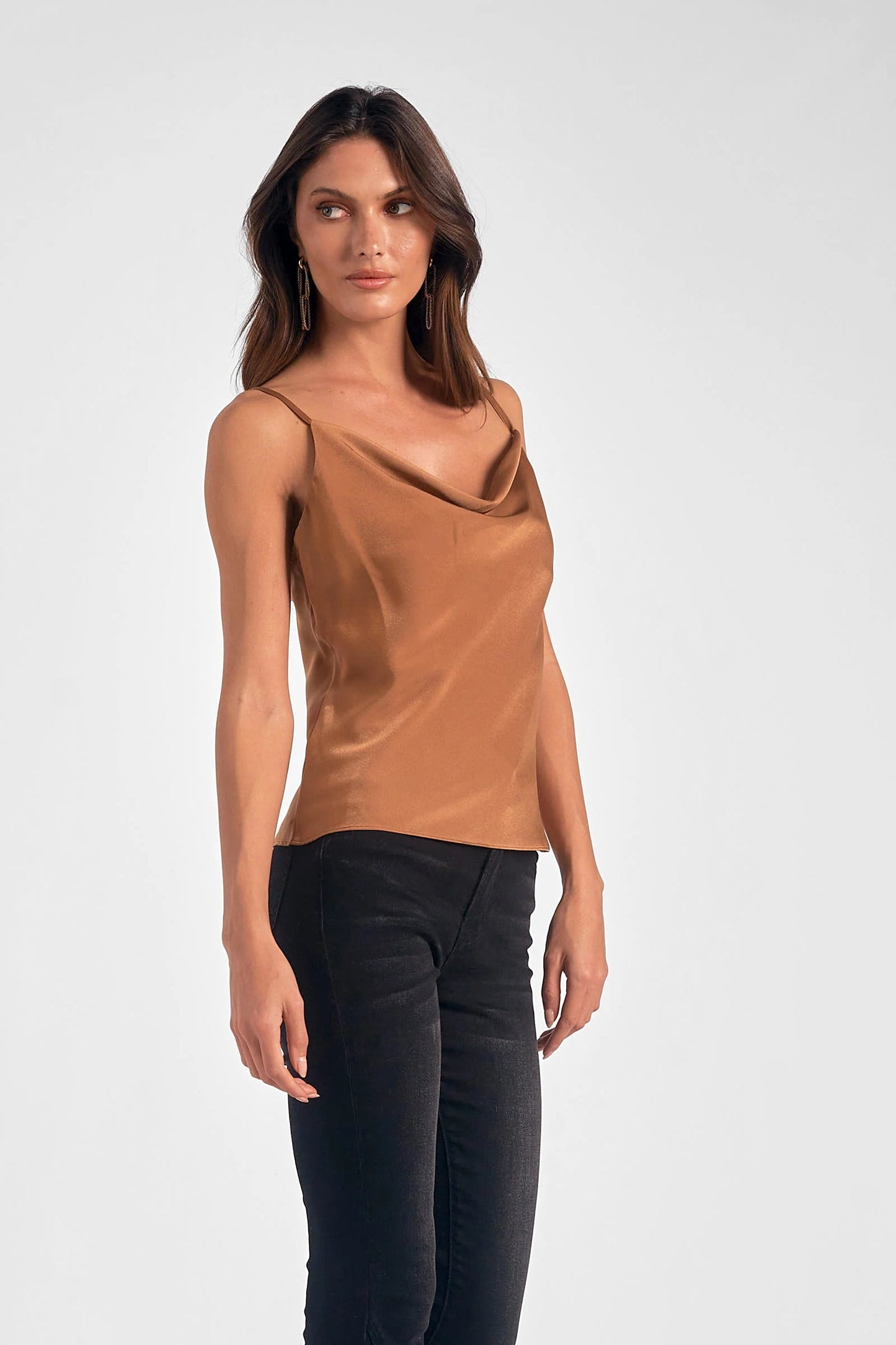 Ruby & Jenna Women's Satin Cowl Neck Cami