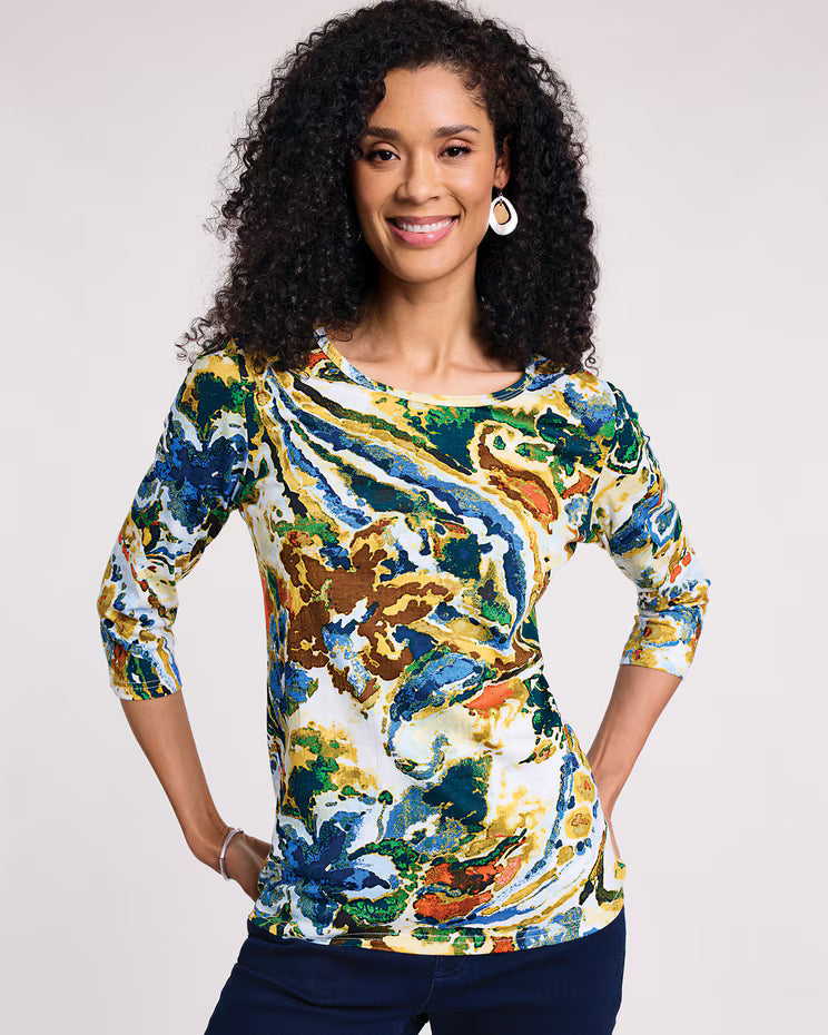BLAIR Haband Women’s 3/4-Sleeve Print Artista Knit Top 2 (Women Plus) - x4
