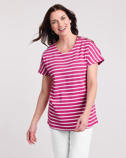 BLAIR Women’s Top Essential Knit Dolman Button Trim Top 1 (Misses) - x3