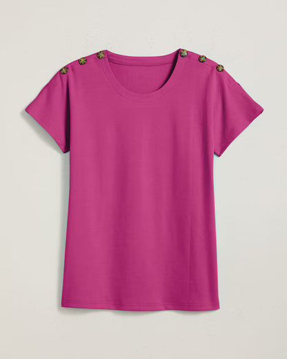 BLAIR Women’s Top Essential Knit Dolman Button Trim Top 2 (Misses) - x3