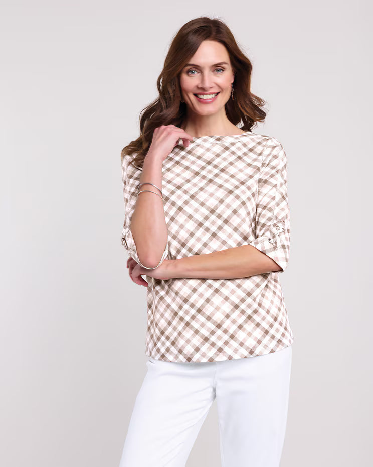 BLAIR Women's Tops Three-Quarter Sleeve Criss-Cross Sailor Top (Petite) - x4