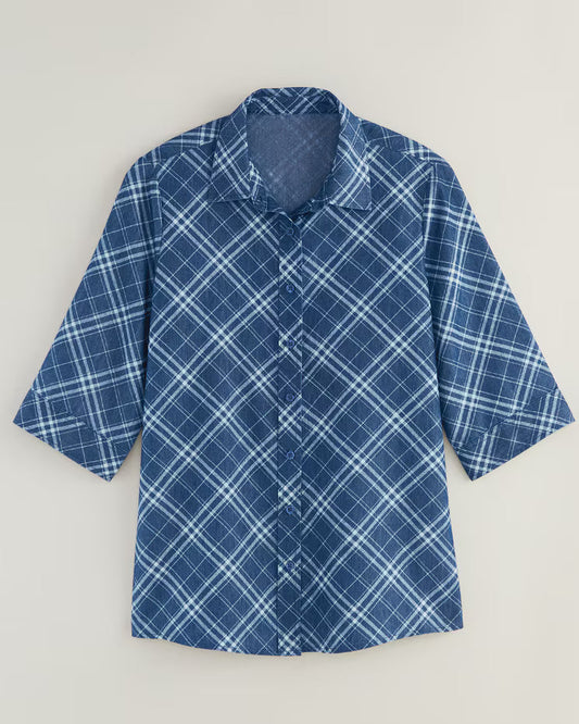 BLAIR Haband Women's 3/4-Sleeve Denim Blouse (Women Plus) - x4
