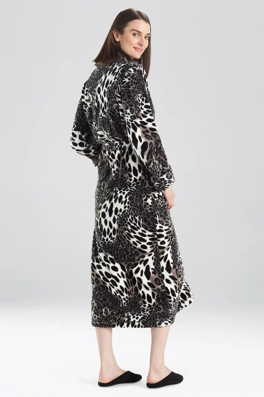Natori Plush Leopard Robe - Black