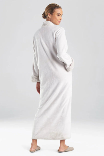 Natori Plush Sherpa Zip Lounger - Bone