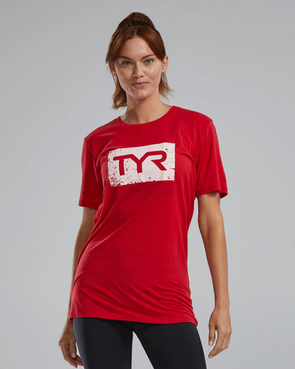 TYR Women's TYR UltraSoft Women's Short Sleeve Graphic Tee Distressed TYR Brick