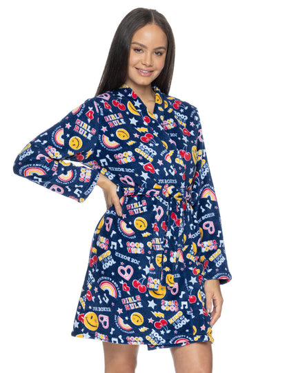 Joe Boxer Women's Navy All Over Print Winky Lounge Robe