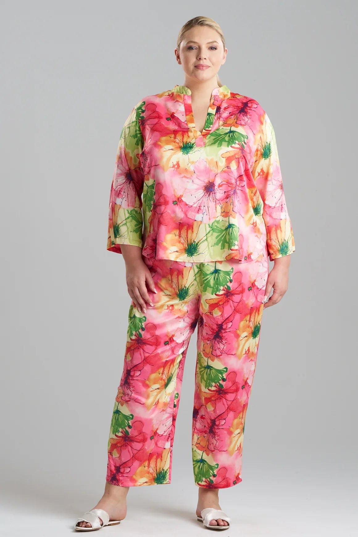 Natori Radiance Satin Long Sleeve PJ - Multi