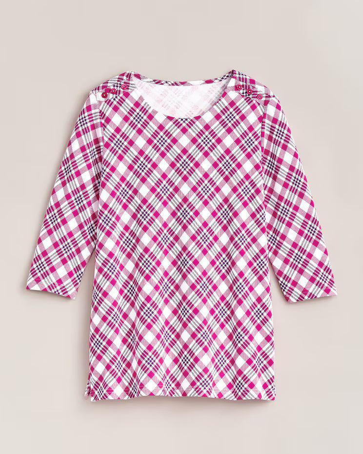 BLAIR Women's Tops Essential Knit Button-Trim Top 3 (Petite) - x3