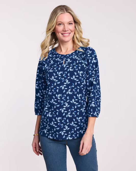 BLAIR Women’s Top Slub Knit Keyhole Peasant Top (Misses) - x3