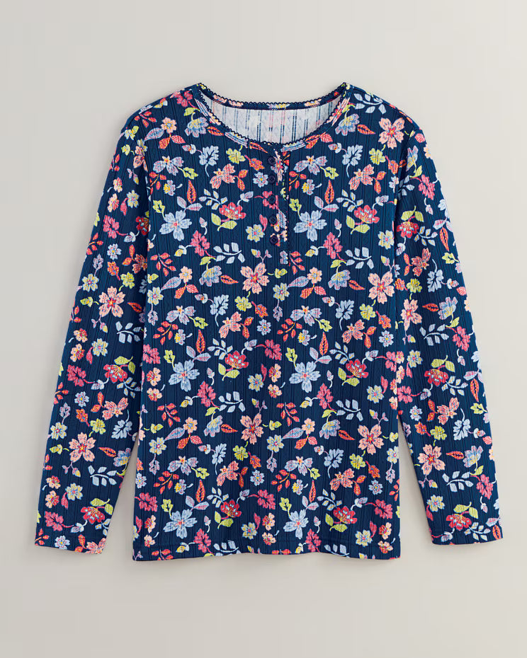 BLAIR Women's Tops Print Long Sleeve Pointelle Henley Top 3 (Women Plus) - x3