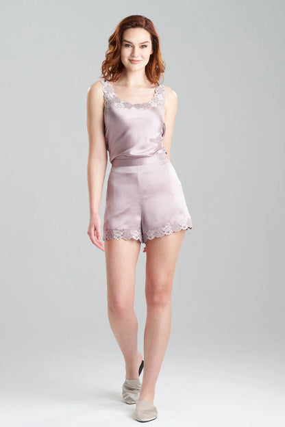 NATORI Rose Parfait Lace Trim Silk Shorts