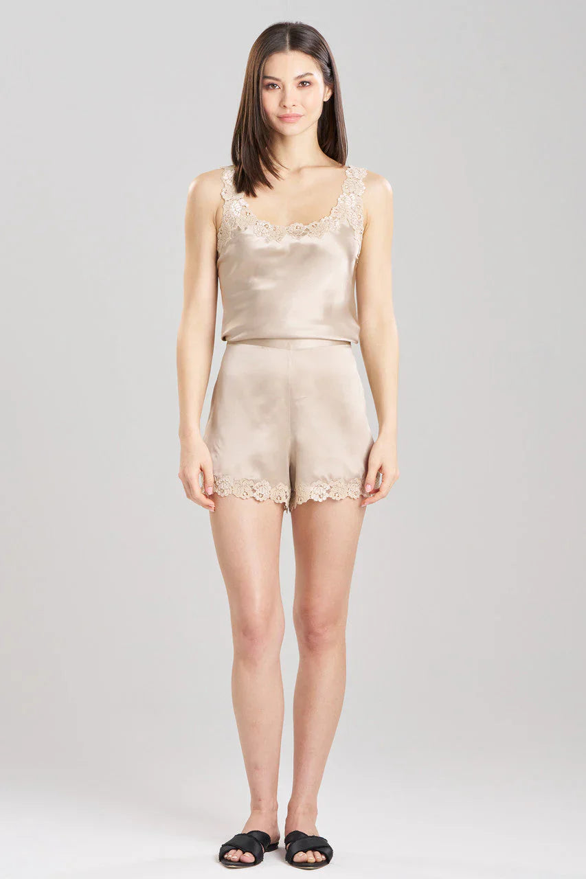 NATORI Rose Parfait Lace Trim Silk Shorts