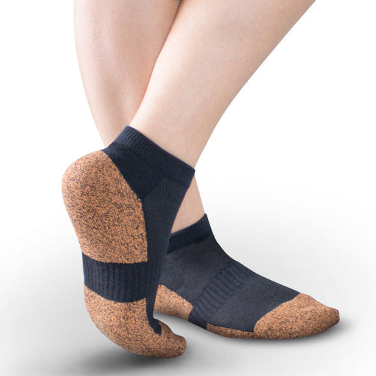 Apexfoot Non-Binding Copper Cloud Diabetic Socks - No Show Unisex Black (3 pk)