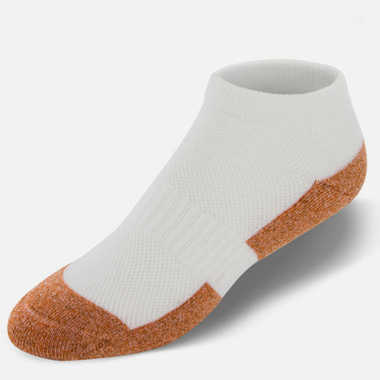 Apexfoot Non-Binding Copper Cloud Diabetic Socks - No Show Unisex White (3 pk)