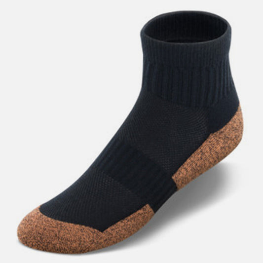 Apexfoot Non-Binding Copper Cloud Diabetic Socks - Ankle High Unisex Black (3 pk)