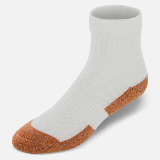 Apexfoot Non-Binding Copper Cloud Diabetic Socks - Ankle High Unisex White (3 pk)