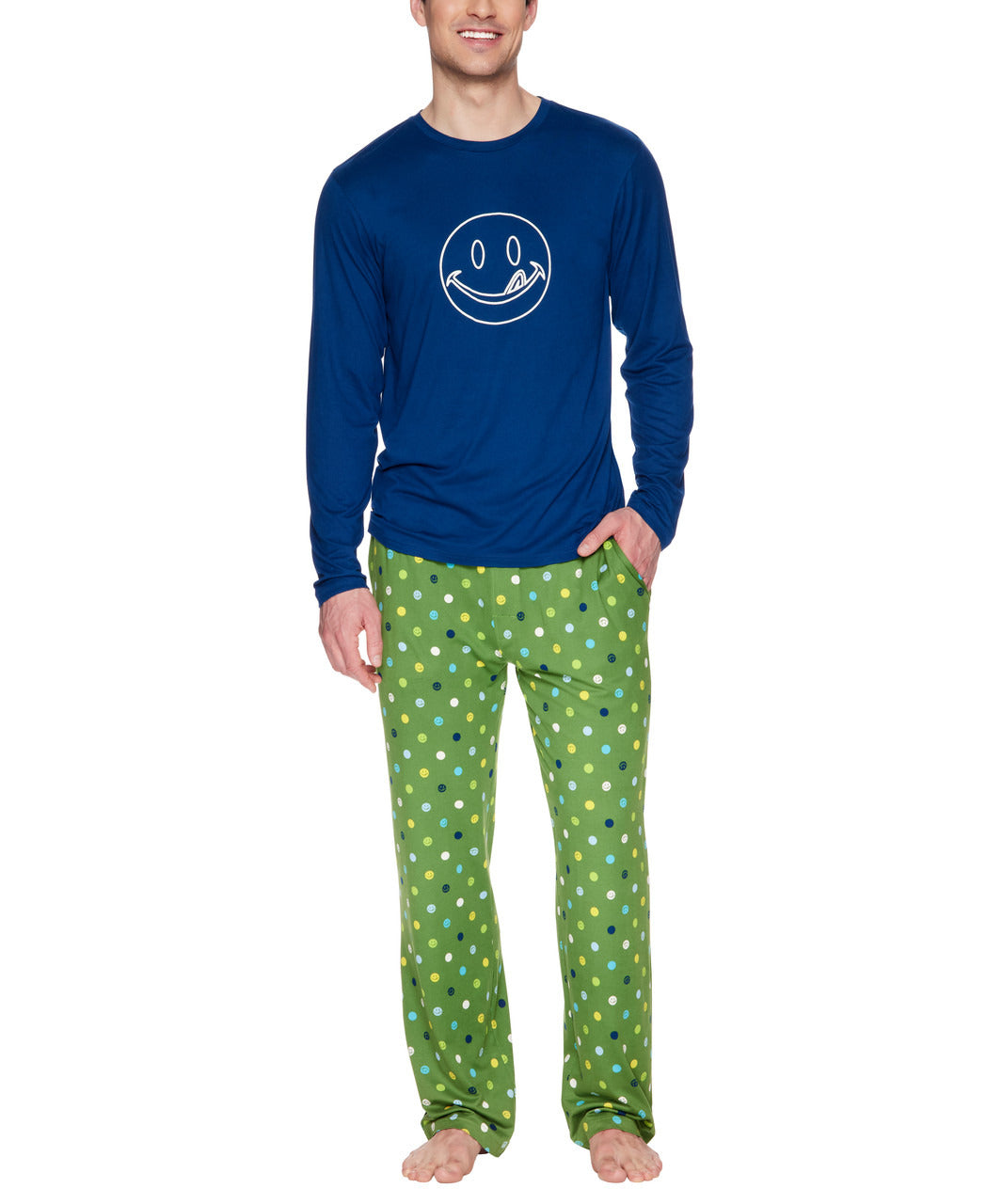 Joe Boxer Men's Blue 3-Piece Polka Dotted Sleepwear Pajama Set