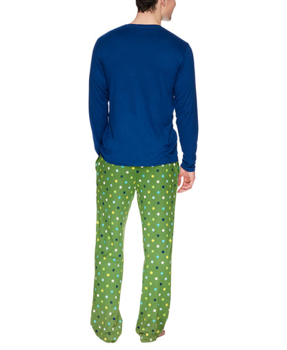 Joe Boxer Men's Blue 3-Piece Polka Dotted Sleepwear Pajama Set