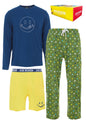 Joe Boxer Men's Blue 3-Piece Polka Dotted Sleepwear Pajama Set