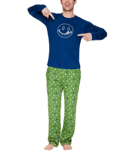 Joe Boxer Men's Blue 3-Piece Polka Dotted Sleepwear Pajama Set