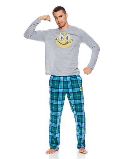 Joe Boxer Men's Blue Tartan Plaid 3 Piece Pajama Set