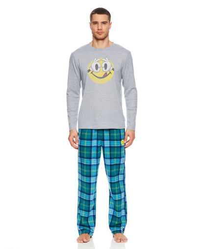 Joe Boxer Men's Blue Tartan Plaid 3 Piece Pajama Set