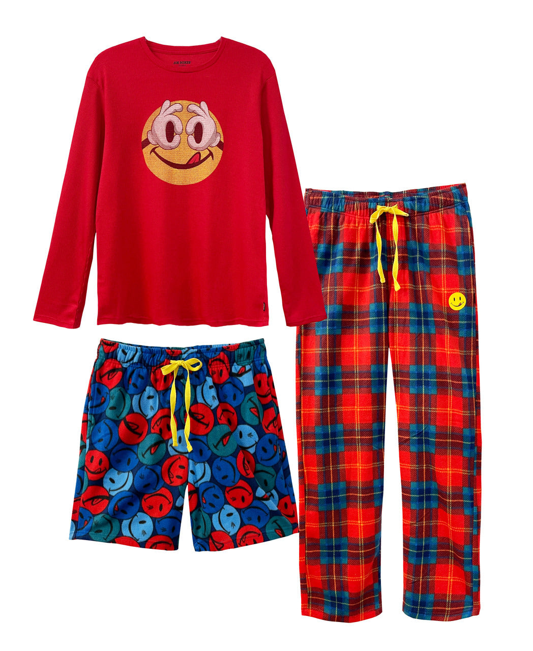 Joe Boxer Men's Red Tartan Plaid 3 Piece Pajama Set