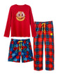 Joe Boxer Men's Red Tartan Plaid 3 Piece Pajama Set