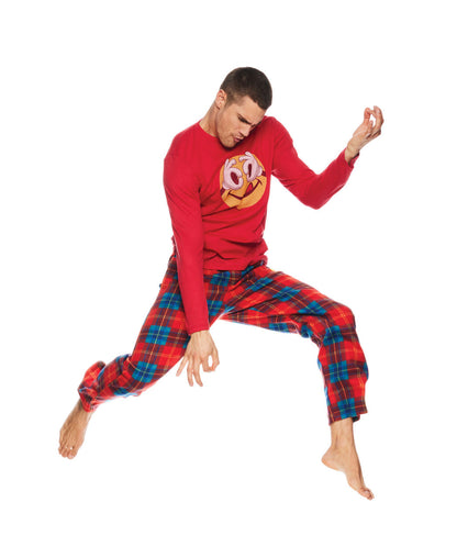 Joe Boxer Men's Red Tartan Plaid 3 Piece Pajama Set