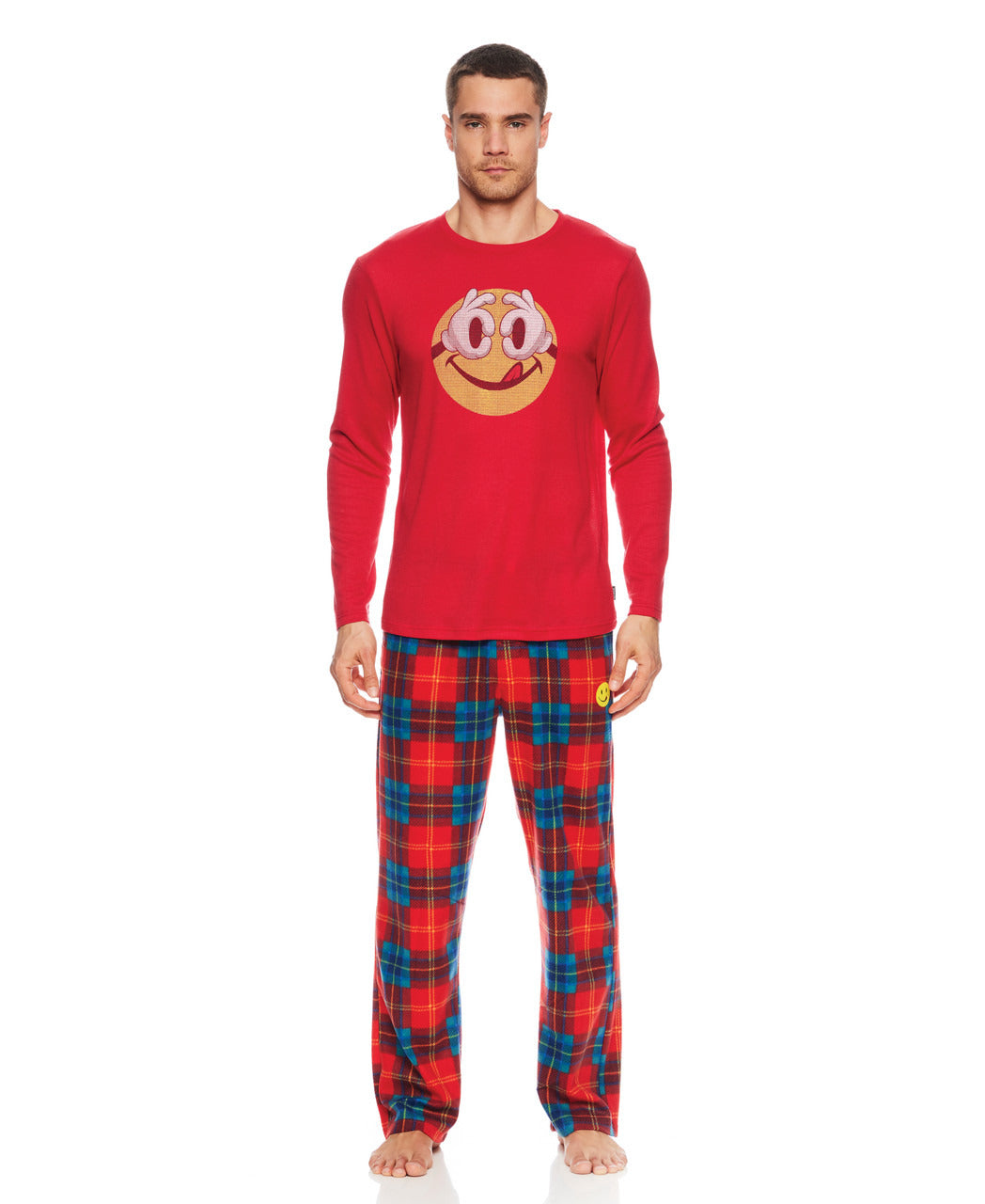 Joe Boxer Men's Red Tartan Plaid 3 Piece Pajama Set