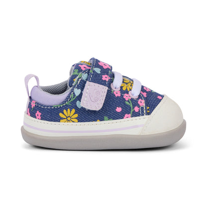 See Kai Run Girl's Stevie Mini (First Walker) Blue Denim/Floral