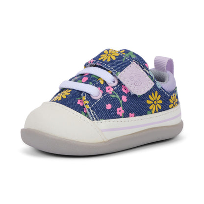 See Kai Run Girl's Stevie Mini (First Walker) Blue Denim/Floral