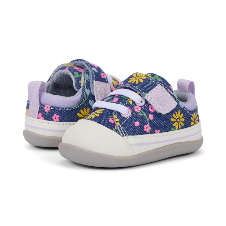 See Kai Run Girl's Stevie Mini (First Walker) Blue Denim/Floral