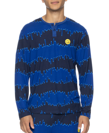 Joe Boxer Men's Long Sleeve Dripping Vibes Henley