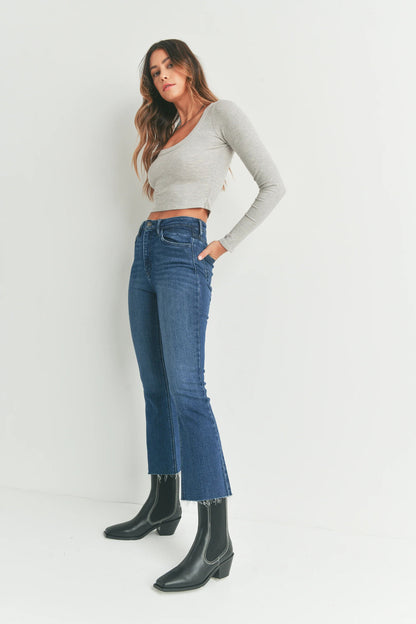 Ruby & Jenna Women's Just Black- High Rise Crop Flare