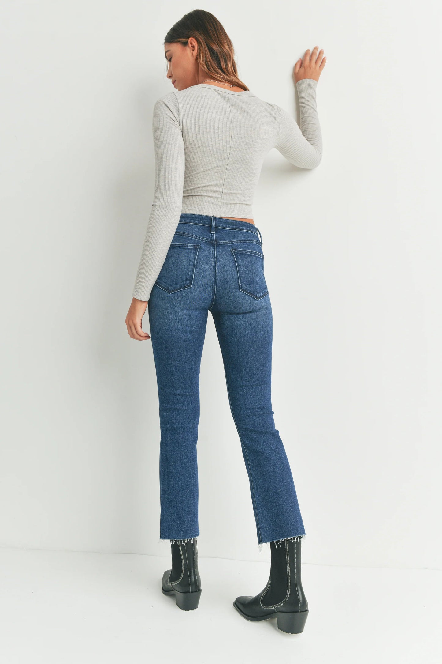 Ruby & Jenna Women's Just Black- High Rise Crop Flare