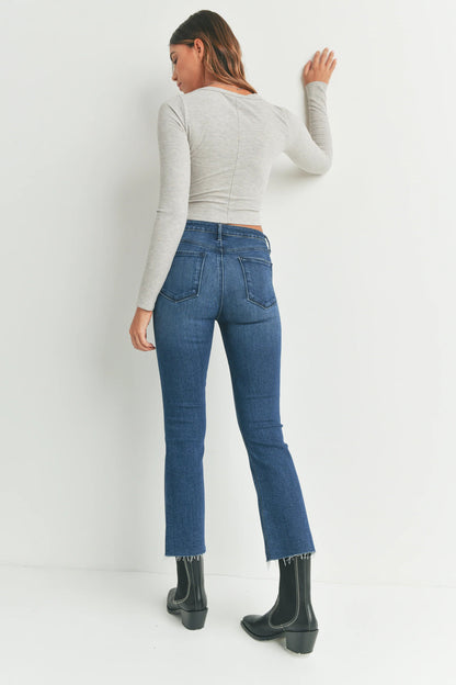 Ruby & Jenna Women's Just Black- High Rise Crop Flare