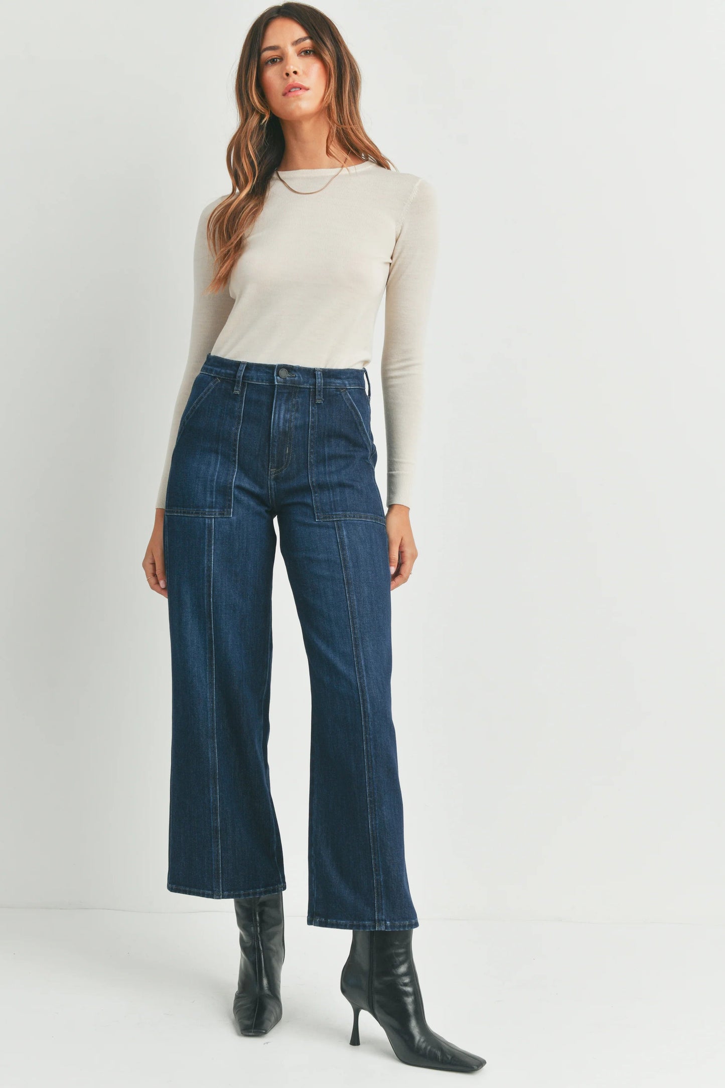 Ruby & Jenna Women's Just Black - Seamed Utility Straight