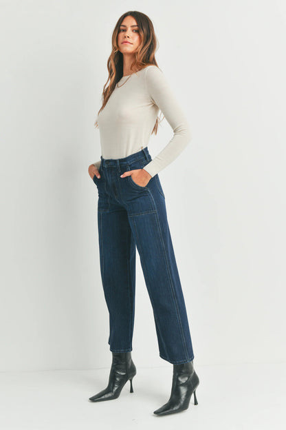 Ruby & Jenna Women's Just Black - Seamed Utility Straight