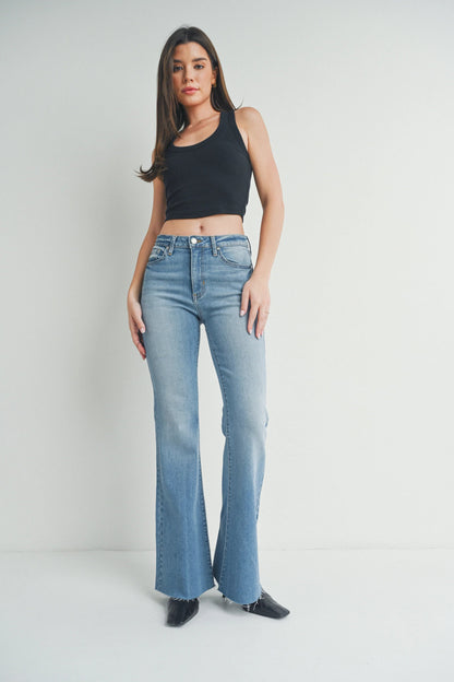 Ruby & Jenna Women's Just Black- Mid Rise Straight Bootcut