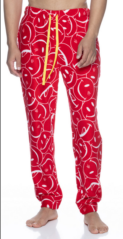 Joe Boxer Men's Red All Over Lickies Plush Joggers