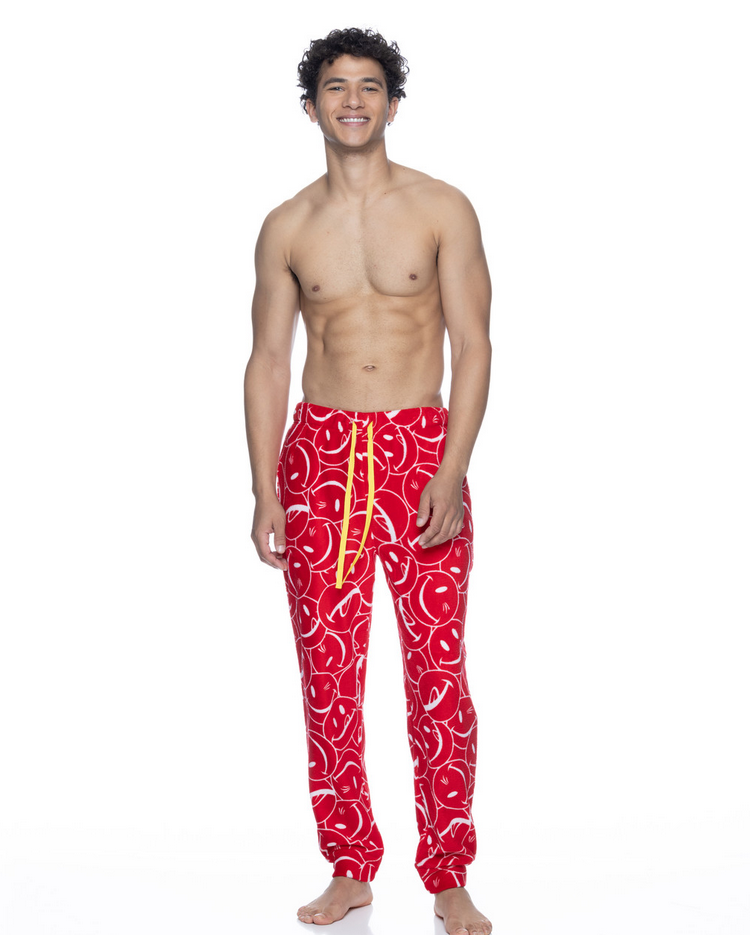 Joe Boxer Men's Red All Over Lickies Plush Joggers