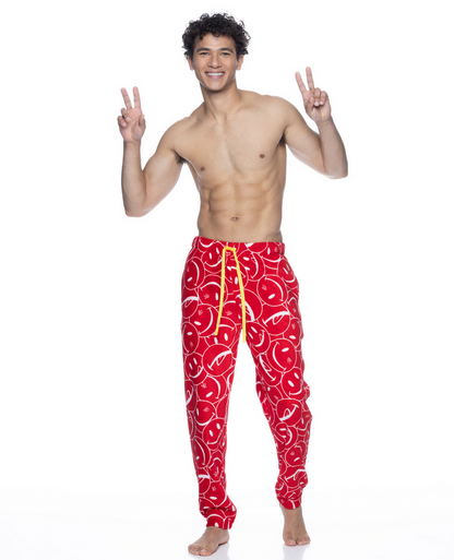 Joe Boxer Men's Red All Over Lickies Plush Joggers