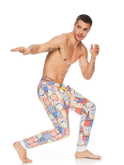 Joe Boxer Men's White Pop Art Jersey Jogger Pants