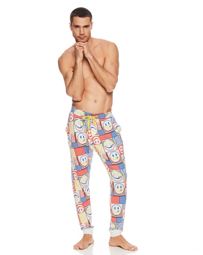 Joe Boxer Men's White Pop Art Jersey Jogger Pants